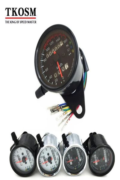 TKOSM Motorrad-Tachometer, Kilometerzähler, Messgerät, ATV, Fahrrad, Roller, hintergrundbeleuchteter Dual-Geschwindigkeitsmesser mit LED-Anzeige, DC 12 V, 0160 kmh8512512