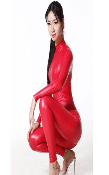 Donne sexy Full Body lucido Body body in lattice bidirezionale con cerniera con apertura sul cavallo Catsuit Moto Biker Club Dance Wear Plus Size Q1454058210