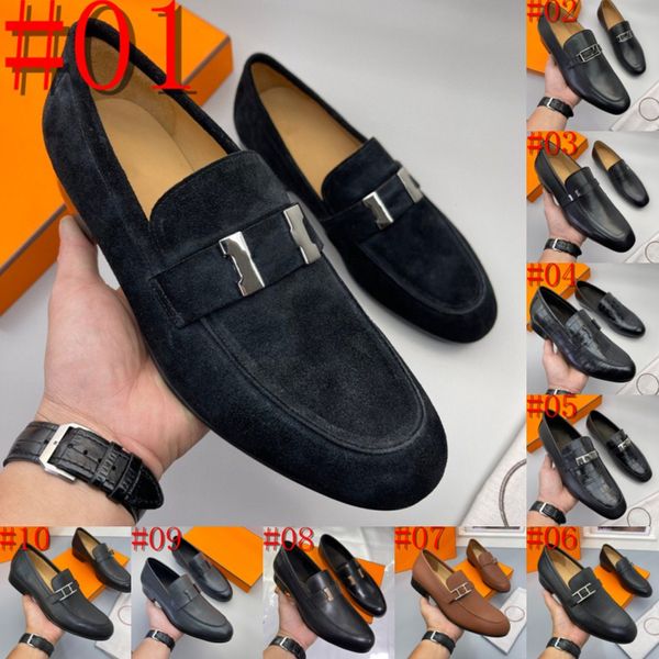 39Modelo 2024 Conforto Sapatos De Couro De Negócios Homens Casuais Sapatos De Couro Formais Deslizamento Em Brogue Simples Designer Mocassins Sapatos Luxuosos Homens Flats Tamanho De Casamento 6-11