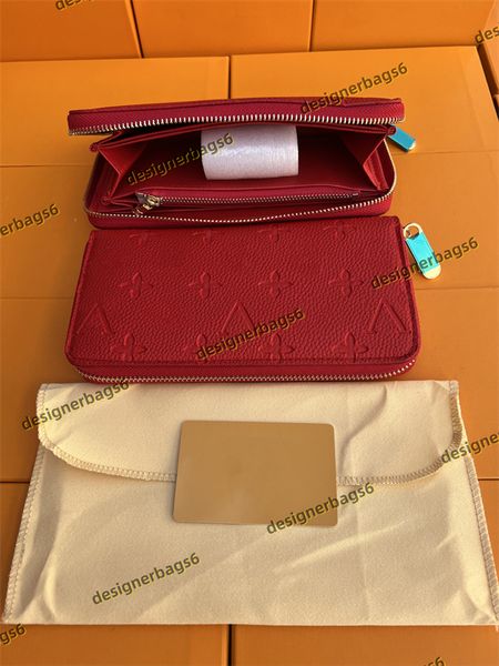 Top Moda Flores Designer Carteiras Luxurys Homens Mulheres Sacos De Couro De Alta Qualidade Letras Clássicas Chave Moeda Bolsa Original Caixa Xadrez Titular Carteiras Com Boxs Vermelho