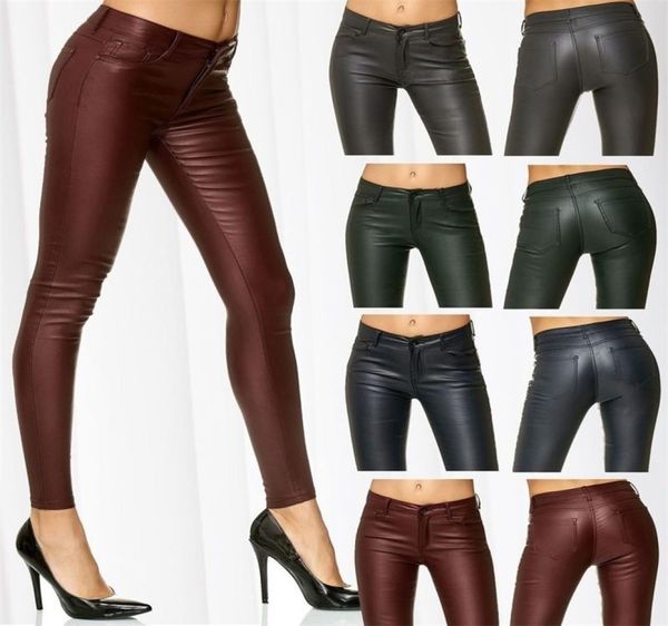 Zogaa calças leggings de couro de cintura alta para mulheres preto luz mate fino grosso femme fitness pu leggings sexy push up slimpants 203406653