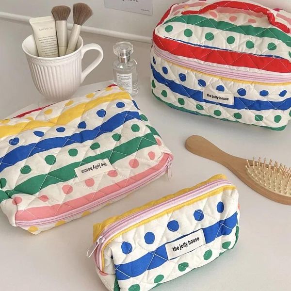 Kosmetiktaschen Bunte Punkte Tasche für süße Mädchen Koreanische Mode Kreative Candy Farbe Stil Make-up Tragbare Reisehandtasche