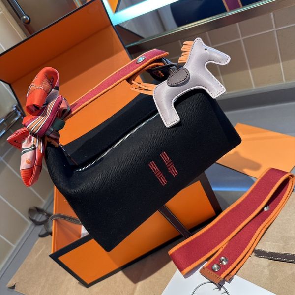 Canvas Hobo lunch box bento bag donna Fashion Shopping Cartelle Borse a tracolla borse Sciarpa pony borsa a tracolla a tracolla totes Borse firmate di lusso portafoglio nero