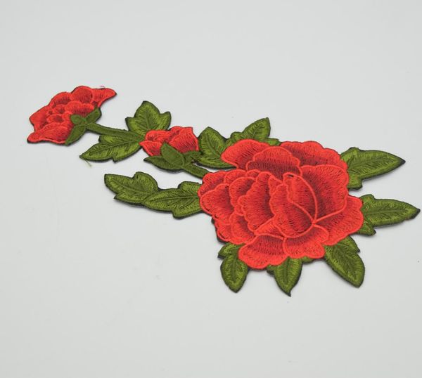 10 Stück gestickte Blumenapplikationen zum Aufbügeln oder Aufnähen, für Kleidung, rot, zum Basteln, Nähen, gute Qualität8685954
