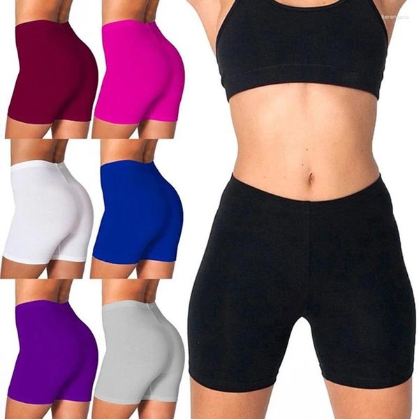 Shorts femininos elásticos 2024 verão casa esportes mulheres senhoras roupas casuais cor sólida cintura alta apertada fitness skinny curto plus size