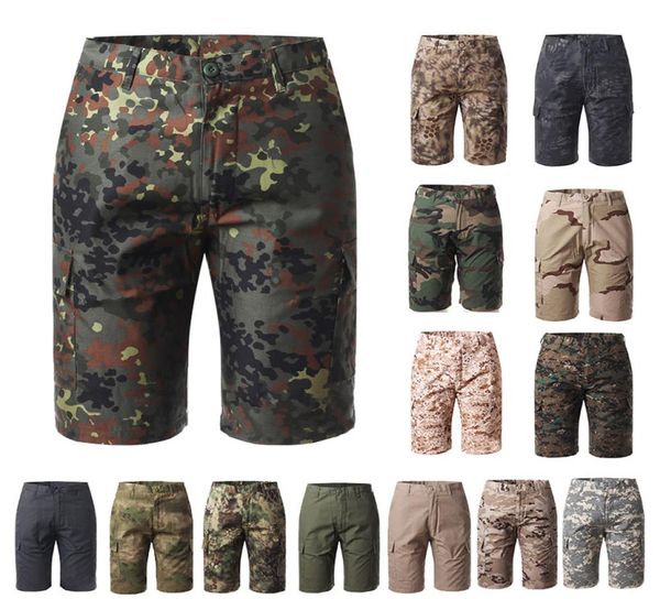 Roupas táticas de combate do exército BDU Calças de secagem rápida Shorts camuflados ao ar livre Floresta Caça Tiro Batalha Vestido Uniforme NO05017791976