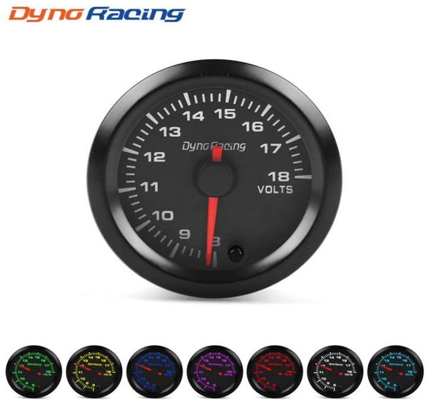 Dynoracing 2quot 52mm 7 cores LED Car Auto Voltímetro 818 Volts Medidor de alta velocidade do motor de passo Medidor de tensão Medidor de carro BX1014924750682