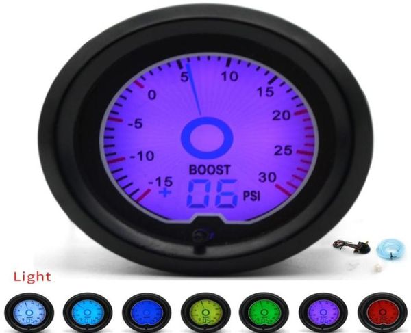 Calibro Turbo Boost PSI da 2 pollici 52 mm Calibro da corsa a 7 colori Display digitale LCD Misuratore per auto Colori multipli3313076