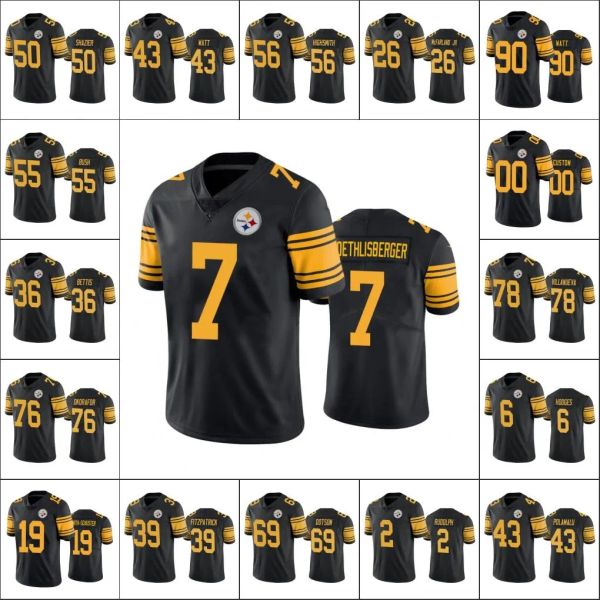 08I Jersey Pittsburgh''steelers''men 7 Ben Roethlisberger 39 Minkah Fitzpatrick 90 T.J.Watt''''women Juvenil Custom Color Rush Limited Jer