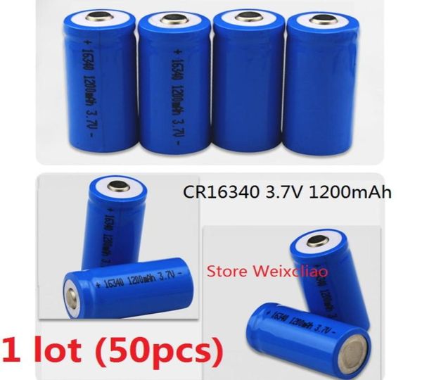 50pcs 1 lote 16340 CR123A 37V 1200mAh bateria recarregável de íon de lítio 37 volts baterias de íon de lítio 5149819