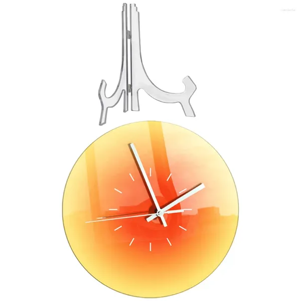 Relógios de parede Tridimensional Gradiente Pôr do Sol Mesa Pendurada Relógio Acrílico de Dupla Finalidade Ornamentos de Mesa Redondo Escritório Interior