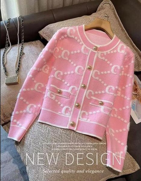 Nuova primavera Fashin lusso maniche lunghe cardigan da donna marca maglioni morbidi caldo lavorato a maglia Designer stampato completo lettera G maglione stile rosa maglione