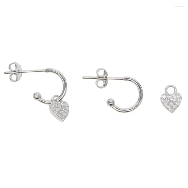 Orecchini pendenti piccoli carini adorabili Sparking Cz cuore goccia ciondolo orecchino argento sterling 925 classico semplice amante fidanzata regalo gioielli