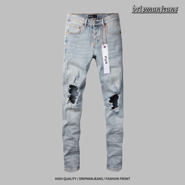 Jeans viola firmati da uomo jeans retrò lavati con acqua logori jeans hip-hop street-style jeans stile europeo pantaloni lunghi pantaloni da moto alla moda.