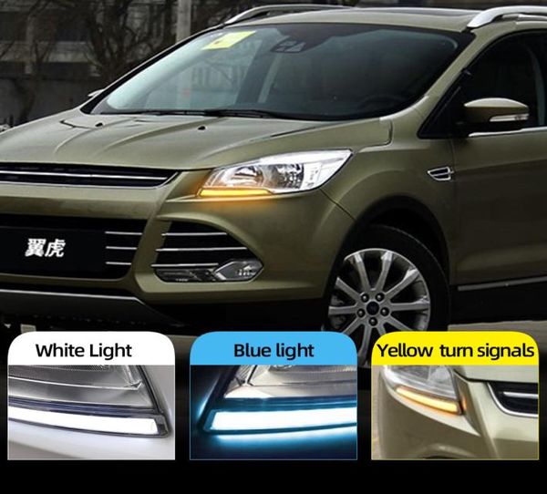 2 шт. светодиодные дневные ходовые огни drl дневного света для Ford Kuga Escape 2014 2015 2016 2017 с желтым указателем поворота2098853