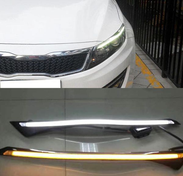 Kia Optima K5 2012 2012 2013 2014 için 1 çift araba far LED kaşı sarı dönüş sinyali ile gündüz koşu ışığı DRL ışık 9376067