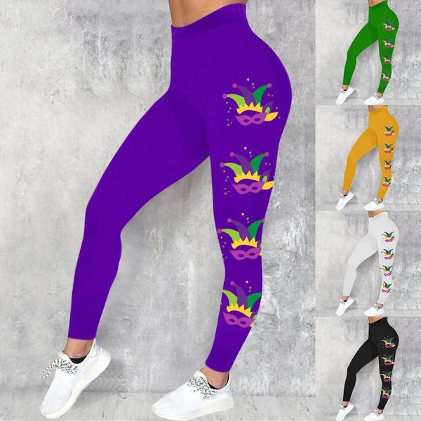 Leggings femininas Mardi Holiday Padrão Gráfico Stretchy Fancy Sports Womens Sleep Boxers Mulheres Algodão Quente