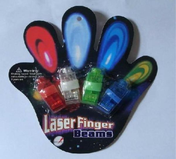 4x Farb-LED-Laser-Fingerstrahlen Party Lightup Fingerring-Laserlichter mit Blisterverpackung7600285