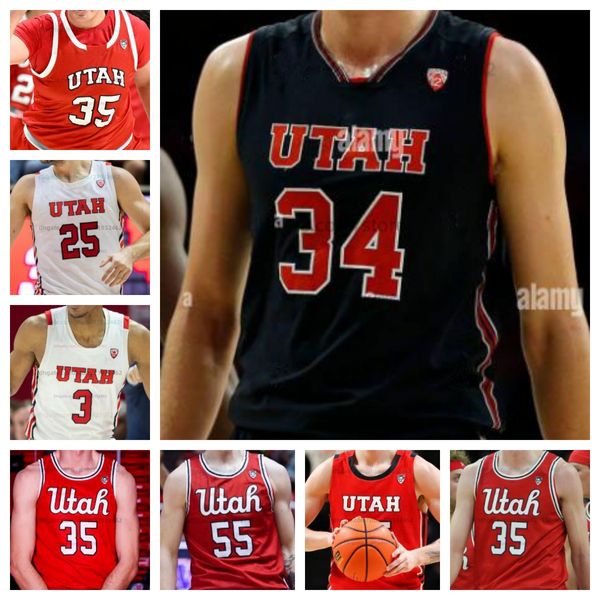Utah Utes Basketball Jersey NCAA Stitched Jersey Qualquer Nome Número Homens Mulheres Juventude Bordado 1 Ben Carlson 10 Jake Wahlin 25 Rollie Worster 32 Ayomide Bamisile