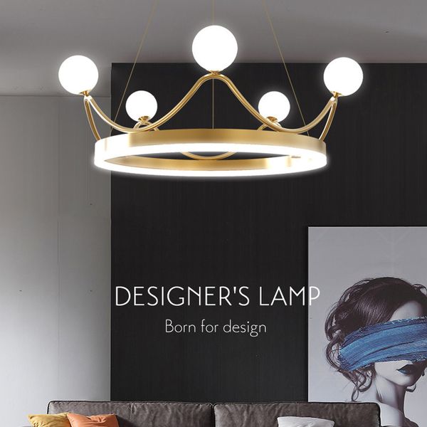 Postmoderne Neuheit Luxus Krone LED Anhänger Lichter Schlafzimmer Runde Leuchte Wohnzimmer Dekor Beleuchtung Mädchen Vedroom Hängende Lampe