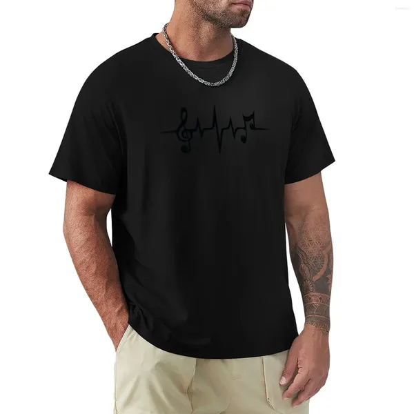 Polos masculinos música batimento cardíaco notas clef frequência onda som festival camiseta suor camisas gráficos t camisa roupas masculinas