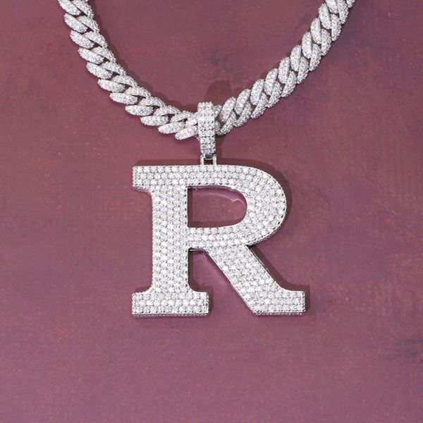 Buchstabe Vvs d Farbe Moissanit Diamanten Initiale r Anhänger 925 Sterling Silber Benutzerdefinierte Hip Hop Edlen Schmuck Anhänger für Männer