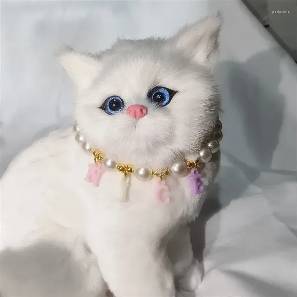 Hundehalsbänder Einstellbare Haustier Perlenkette Zubehör Für Katzen Welpen Tiere Mode DIY Name Katze Kragen Kätzchen Collier Schmuck