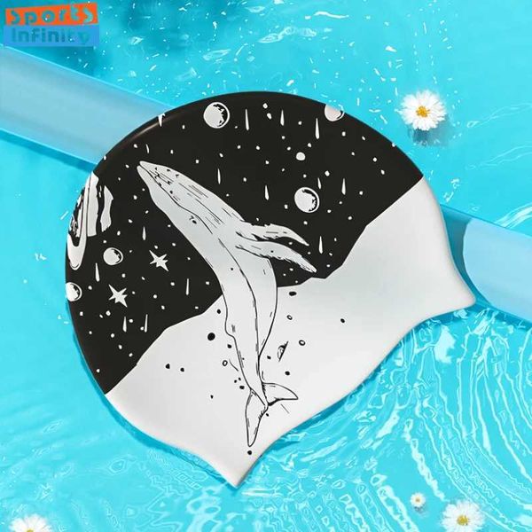 Cuffie da nuoto 1pc Cuffia da nuoto in silicone elastico di alta qualità Impermeabile antiscivolo Cappelli da nuoto Adulti Capelli lunghi Protezione per le orecchie Attrezzatura per piscina YQ240119