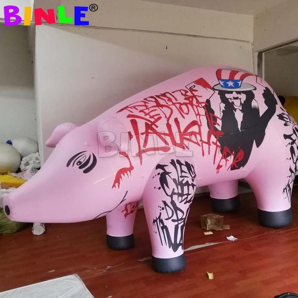 Bouncers infláveis balão de porco inflável gigante hermético com impressões coloridas ao ar livre mascote canival decoração animal para eventos de desfile