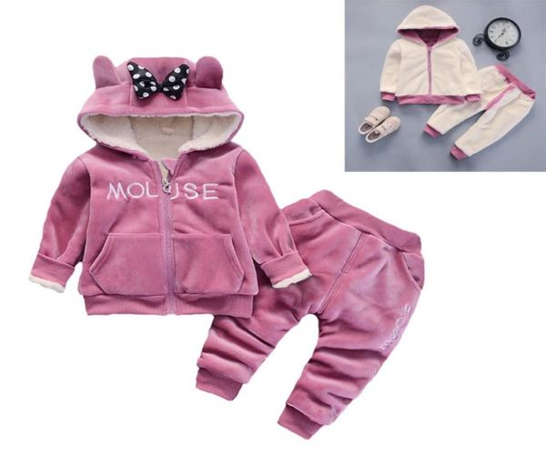 Maus Mädchen Kleidung Sets Winter Warm Halten Plus Samt Verdickung Bär Junge Kleidung Set Mit Kapuze Zipper Jacke Und Hosen kinder Anzug 5185892