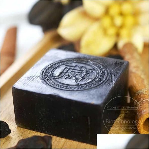 Handgemachte Seife Tibetan Ancient Black Face Clean Anti-Akne Entfernen Mitesser Chinesische Kräuter mit Cordyceps Sinensis Drop Delivery Health Dh6Bc