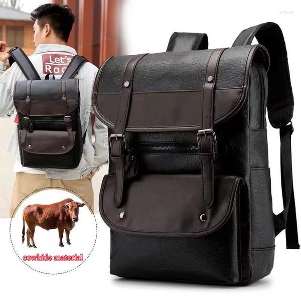 Rucksack Multifunktionale Retro Herren Business Wasserdicht Leder Computer Casual Reisetasche Student Schule