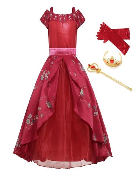 Mädchen klassisches Prinzessin Elena Rot Cosplay Kostüm Kinder von Avalor Elena Kleid Kinder ärmellose Party Halloween Ballkleid Outfits 25266573