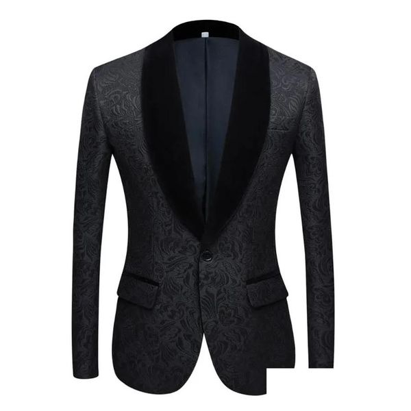 Abiti da uomo Blazer Moda Rosso Rosa Nero Bianco Blu Abito fantasia Slim Fit Groomsmen Smoking per giacca con collo a scialle Consegna drop A Dhdbq