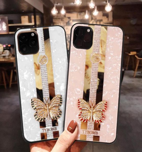 3D Butterfly Flower Bling Diamond Hard PC Case TPU для iPhone 12 5 1 6 6 7 11 Pro Max XR XS Max 10 x 8 7 6 плюс модная спинка CO8179071