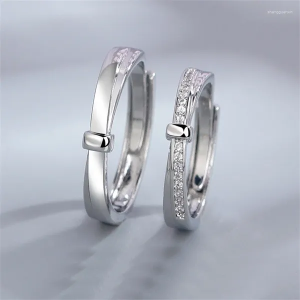 Anéis de cluster chegada casal anel conjunto de jóias para acessórios de casamento nupcial na moda 925 prata homens mulheres aniversário