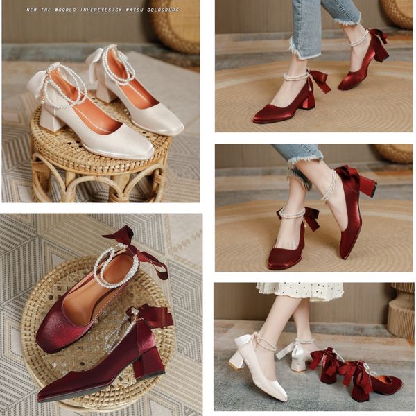 Slingback-Pumps, Absätze mit Kappe und Zehen, Abendschuhe, Ballerinas, Sandalen, Designer-Damen-Slipper, Blockabsatz, Perlen-Loafer, bequeme Ballerinas, beige-schwarzer Schuh