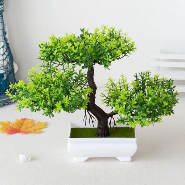 Flores decorativas 1 pc plantas artificiais em vaso bonsai decoração de jardim flor pinheiro planta pograph adereço ornamento de mesa casamento casa