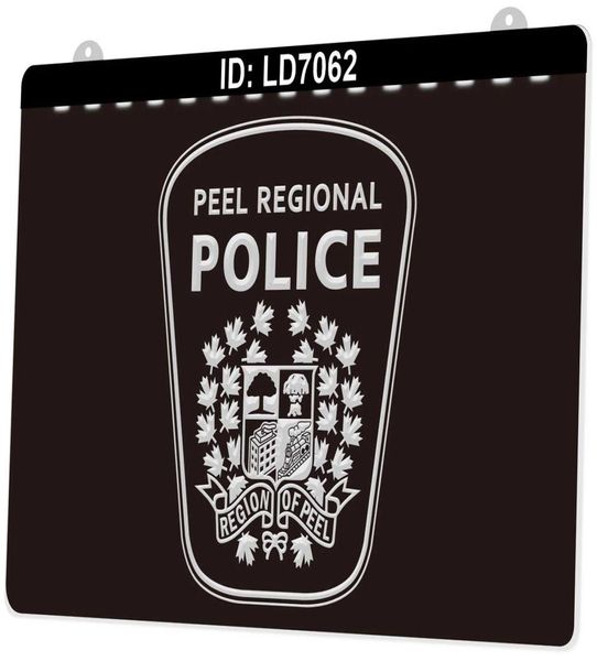 LD7062 Peel Regional Police 3D Incisione LED Segno luminoso Intero Retail7404043