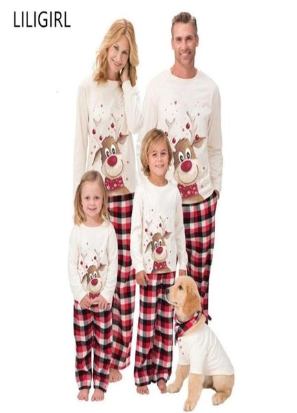 Família combinando roupas roupas pijamas de natal conjunto natal adulto crianças bonito festa pijamas pijamas dos desenhos animados veados pijamas terno 211144769