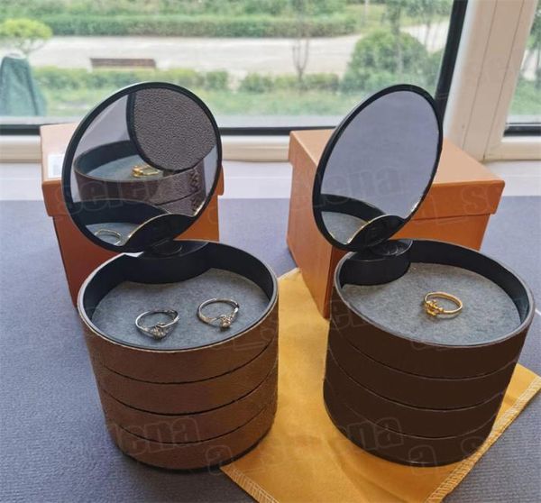 Фирменные мини-шкатулки для драгоценностей Поворотная коробка для хранения Стойка для ушей Зажим для ушей Ретро Многослойная коробка для организации с оранжевой розничной подарочной упаковкой1603707