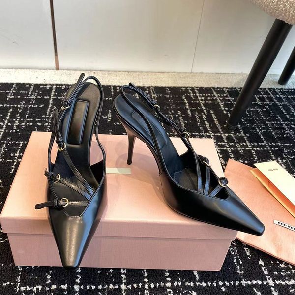 Nuovi sandali slingback pompe con tallone conico tacchi da 5,5 cm tacco gattino in pelle suola da donna designer di lusso scarpe scarpe da sera per matrimoni scarpe