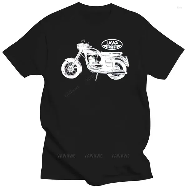 Herren Polos Modemarke Teeshirt Cool Jawa Motorrad T-Shirt 1950 Zylinder 350 Motorrad Unisex T-Shirt Männlich Kurzarm Schwarz Top