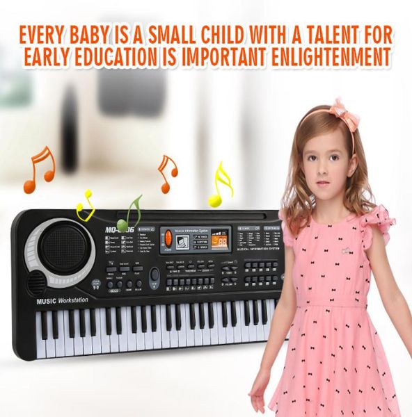 1 peça multifuncional 61 teclas educação infantil brinquedo musical teclado eletrônico com microfone infantil piano órgão reprodução de gravação com varejo 7825276