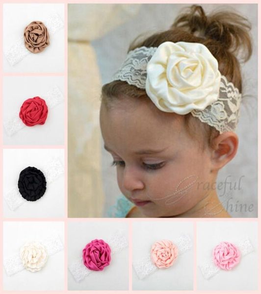 Кружевные головные уборы для девочек с цветами 2017 Симпатичные повязки на голову для новорожденных 10 цветов Мягкие повязки на голову для маленьких девочек Свадебные Bi1616048