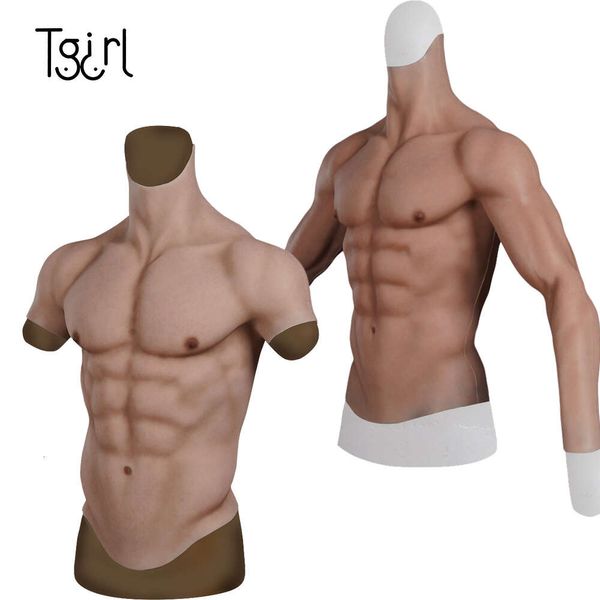 Accessori per costumi Abito leggero in silicone aggiornato con trucco per cosplay Costume di Halloween Muscolo artificiale realistico della pancia finta