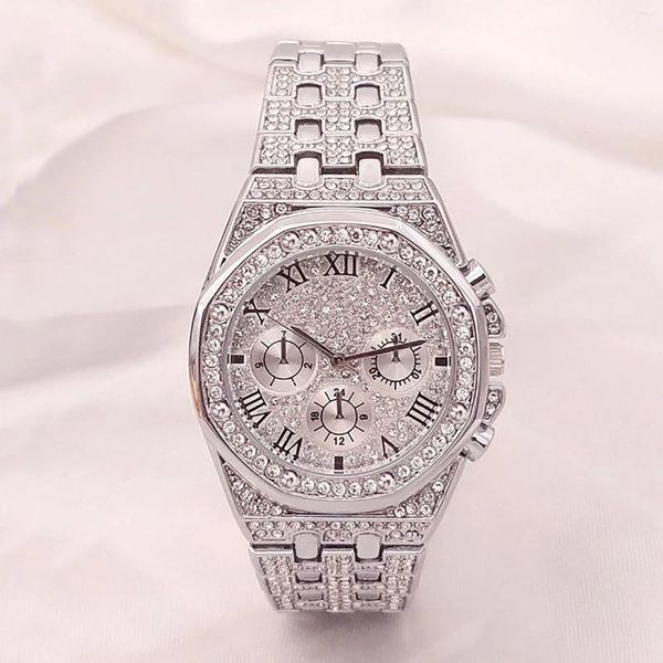 Orologi da polso da uomo di alta qualità unisex lusso orologio con diamanti orologi al quarzo cinturino in acciaio inossidabile casual Montre Homme elegante