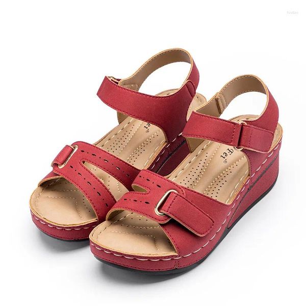 Сандалии, женская обувь, одиночные туфли, брендовые ботинки на высоком каблуке, модные повседневные летние туфли на танкетке, римские тапочки BM062
