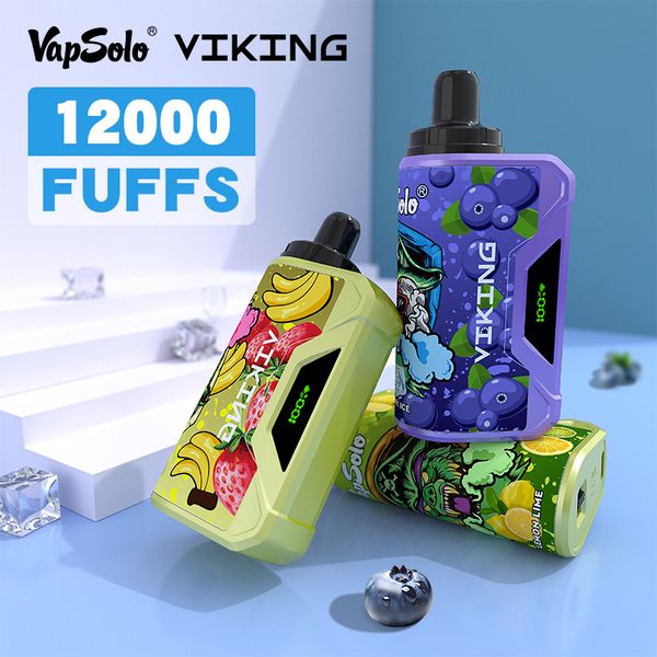 Viking Puff 12k Vape Descartável Original Vapsolo Puff 12000 Tela de Exibição Cigarro Eletrônico Recarregável Ajuste de Fluxo de Ar Vapes Puffs Shisha EU Warehouse