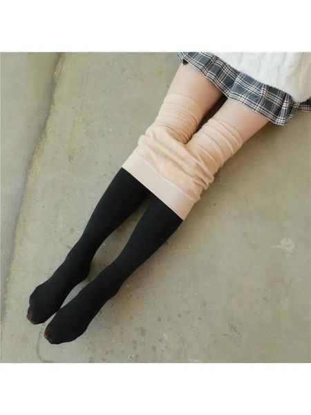 Capris Frauen Spleißen Leggings Plüsch Verdickte Falsche Hohe Röhre Herbst Winter Nackte Bein Artefakt Über Knie Strumpfhosen Japanische Wadenstrumpfhosen